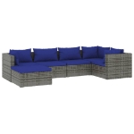 Set Divani da Giardino 6 pz con Cuscini in Polyrattan Grigio