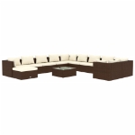 Set Divani da Giardino 12 pz con Cuscini in Polyrattan Marrone