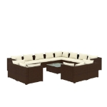 Set Divani da Giardino 13 pz con Cuscini in Polyrattan Marrone