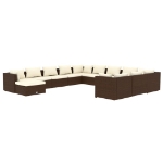 Set Divani da Giardino 12 pz con Cuscini in Polyrattan Marrone