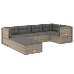 Set Divani da Giardino 7 pz con Cuscini in Polyrattan Grigio