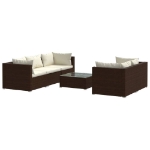 Set Divani da Giardino 6 pz con Cuscini in Polyrattan Marrone