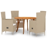 Set Mobili da Pranzo per Giardino 5 pz Beige