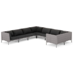 Set Divani Giardino 8pz con Cuscini in Polyrattan Grigio Scuro