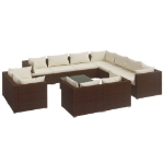 Set Divani da Giardino 12 pz con Cuscini in Polyrattan Marrone