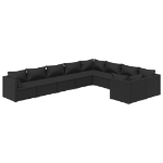 Set Divani da Giardino 9 pz con Cuscini in Polyrattan Nero