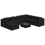 Set Divani da Giardino 8 pz con Cuscini in Polyrattan Nero