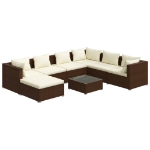 Set Divani da Giardino 8 pz con Cuscini in Polyrattan Marrone