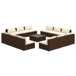 Set Divani da Giardino 13 pz con Cuscini in Polyrattan Marrone