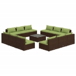 Set Divani da Giardino 13 pz con Cuscini in Polyrattan Marrone