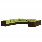 Set Divani da Giardino 11 pz con Cuscini in Polyrattan Marrone