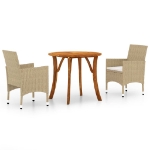 Set Mobili da Pranzo per Giardino 3 pz Beige