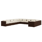 Set Divani da Giardino 11 pz con Cuscini in Polyrattan Marrone