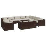 Set Divani da Giardino 12 pz con Cuscini in Polyrattan Marrone