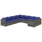 Set Divani da Giardino 8 pz con Cuscini in Polyrattan Grigio