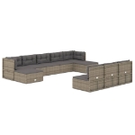 Set Divani da Giardino 10 pz con Cuscini in Polyrattan Grigio