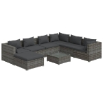 Set Divani da Giardino 8 pz con Cuscini in Polyrattan Grigio