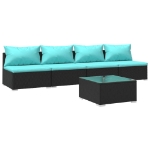 Set Divani da Giardino 5 pz con Cuscini in Polyrattan Nero
