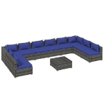 Set Divani da Giardino 11 pz con Cuscini in Polyrattan Grigio