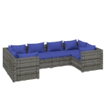 Set Divani da Giardino 6 pz con Cuscini in Polyrattan Grigio