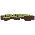 Set Divani da Giardino 12 pz con Cuscini in Polyrattan Marrone