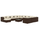 Set Divani da Giardino 13 pz con Cuscini in Polyrattan Marrone