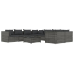 Set Divani da Giardino 9 pz con Cuscini in Polyrattan Grigio