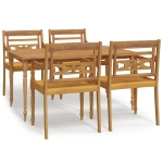 Set da Pranzo per Giardino 5 pz in Legno Massello di Teak