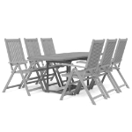 Set da Pranzo per Giardino 7 pz in Legno Massello di Acacia