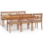 Set da Pranzo Giardino 7pz con Cuscini Legno Massello di Teak