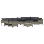 Set Divani da Giardino 11 pz con Cuscini in Polyrattan Grigio