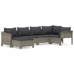 Set Divani da Giardino 6 pz con Cuscini in Polyrattan Grigio