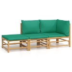 Set Salotto da Giardino 3pz con Cuscini Verdi Bambù