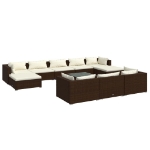 Set Divani da Giardino 11 pz con Cuscini in Polyrattan Marrone