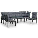 Set Salotto da Giardino 6 pz in Polyrattan Nero e Grigio