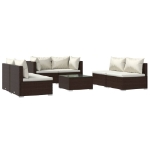 Set Divani da Giardino 7 pz con Cuscini in Polyrattan Marrone