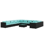 Set Divani da Giardino 12 pz con Cuscini in Polyrattan Nero