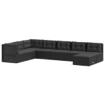 Set Mobili da Giardino con Cuscini 8 pz Nero in Polyrattan