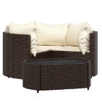 Set Mobili da Giardino 4 pz con Cuscini in Polyrattan Marrone