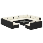 Set Divani da Giardino 12 pz con Cuscini in Polyrattan Nero