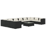 Set Divani da Giardino 11 pz con Cuscini in Polyrattan Nero