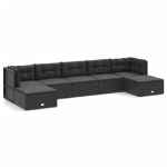 Set Salotto da Giardino con Cuscini 7pz Nero Polyrattan