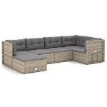 Set Divani da Giardino 6 pz con Cuscini in Polyrattan Grigio