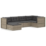 Set Divani da Giardino 6 pz con Cuscini in Polyrattan Grigio