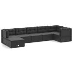 Set Salotto da Giardino con Cuscini 7pz Nero Polyrattan