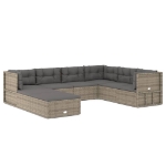 Set Divani da Giardino 8 pz con Cuscini in Polyrattan Grigio