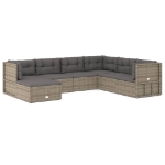 Set Divani da Giardino 7 pz con Cuscini in Polyrattan Grigio