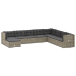 Set Divani da Giardino 9 pz con Cuscini in Polyrattan Grigio