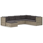 Set Divani da Giardino 7 pz con Cuscini in Polyrattan Grigio