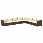 Set Divani da Giardino con Cuscini 8 pz in Polyrattan Marrone